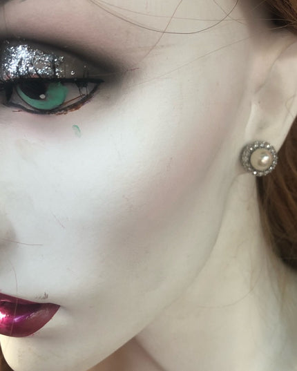 Faux pearl & crystal rhinestone earrings