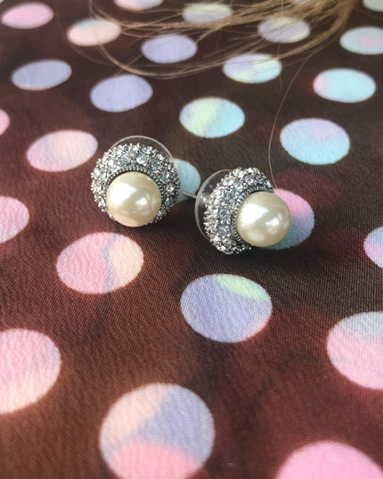 Faux pearl & crystal rhinestone earrings