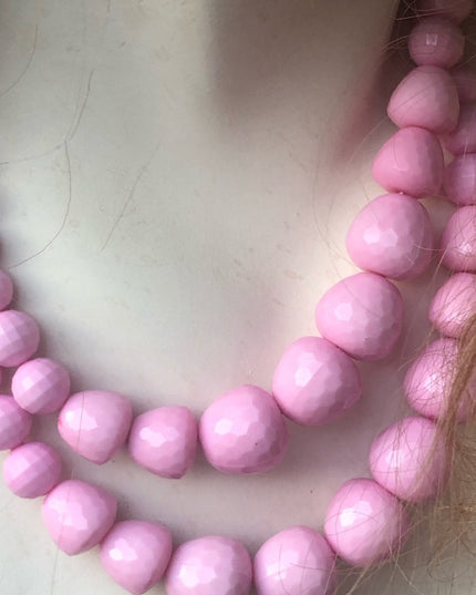Vintage 1960s pink pastel double bead necklace