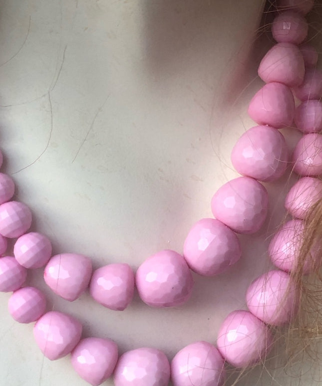 Vintage 1960s pink pastel double bead necklace