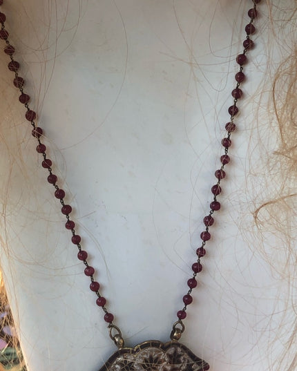 Vintage enamel and glass bead necklace