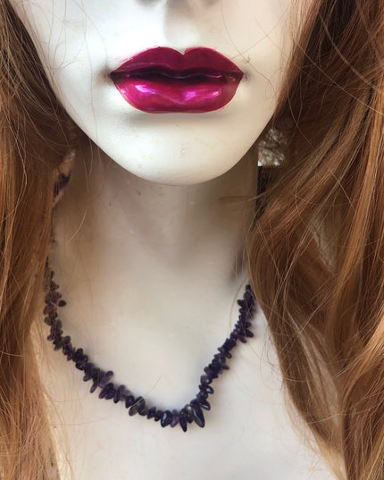 17” Amethyst chip necklace