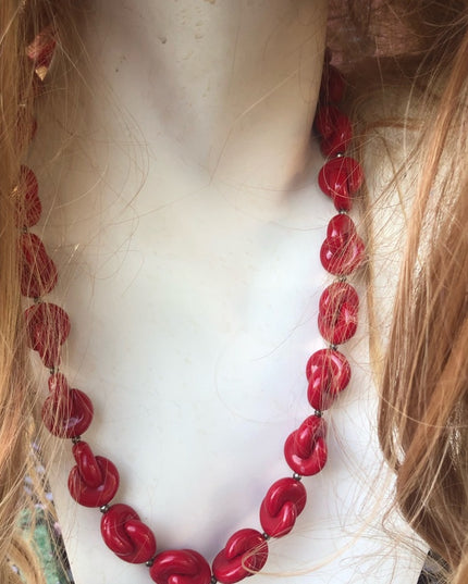 Vintage Nautical RED chunky plastic chain necklace
