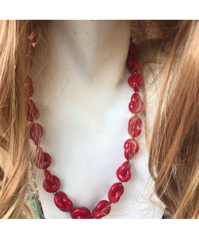 Vintage Nautical RED chunky plastic chain necklace