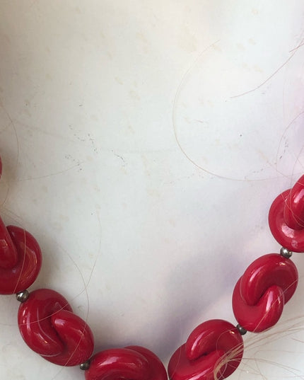 Vintage Nautical RED chunky plastic chain necklace