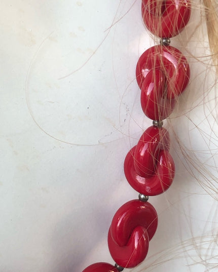 Vintage Nautical RED chunky plastic chain necklace