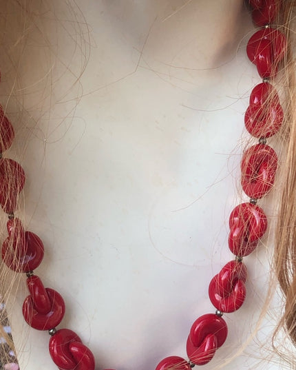 Vintage Nautical RED chunky plastic chain necklace