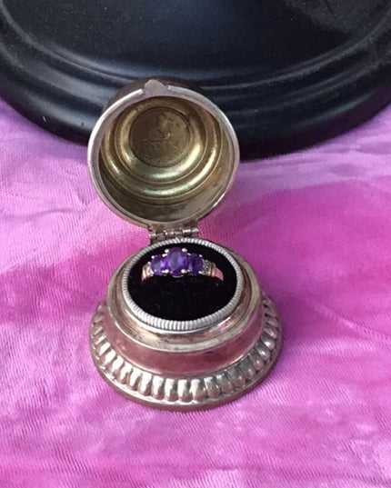 10k gold diamond and amethyst ring vintage