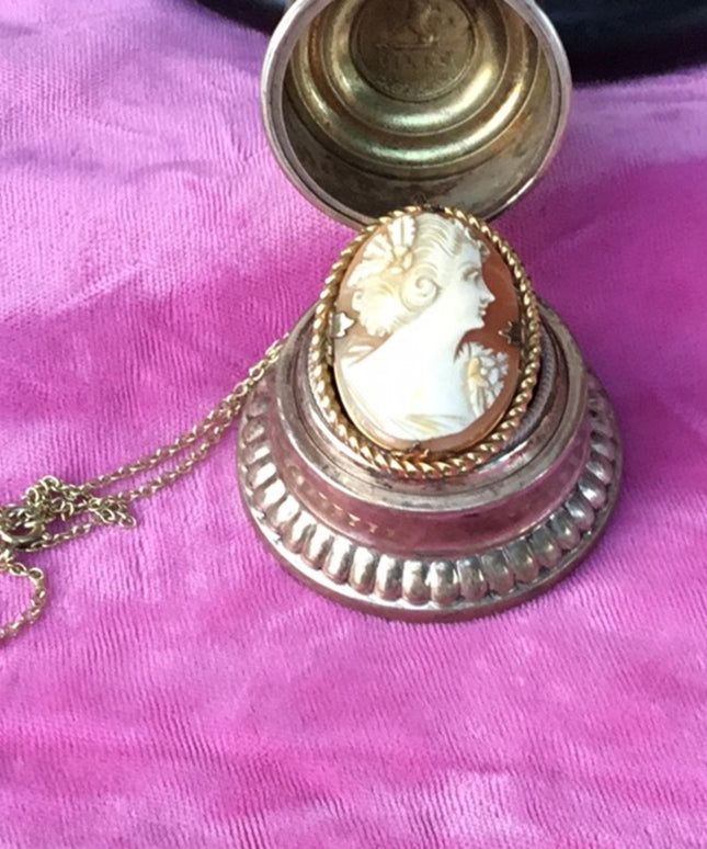 Vintage Gold filled cameo brooch pendant