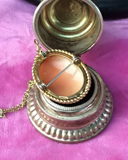 Vintage Gold filled cameo brooch pendant
