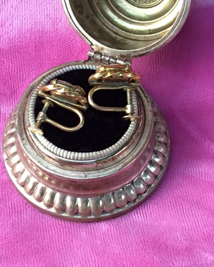 Vintage gold filled cameo earrings shell carved