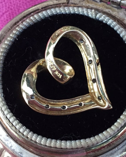 10k gold fancy diamond heart pendant for necklace