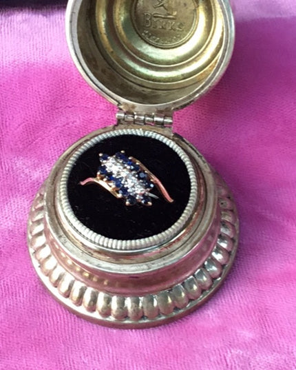 10k gold diamond and  sapphire diamond ring vintage bypass