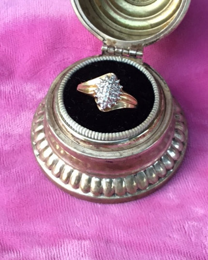 10k gold diamond ring vintage cluster dinner