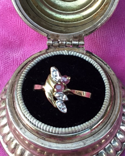 10k gold diamond & ruby ring vintage