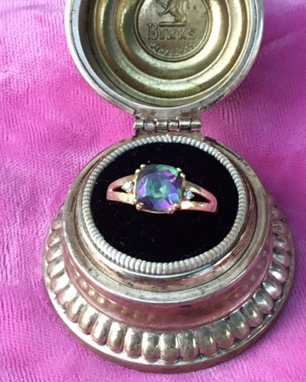 10k gold mystic Topaz & diamond ring