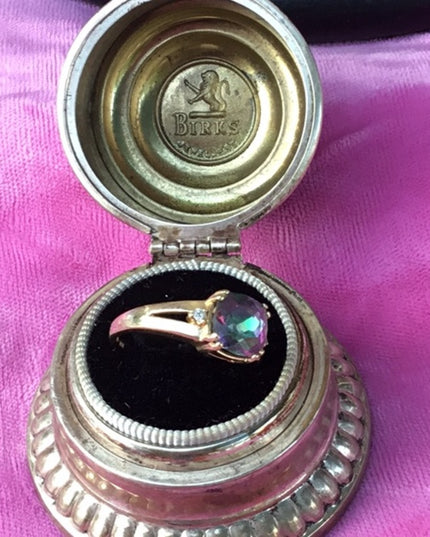 10k gold mystic Topaz & diamond ring