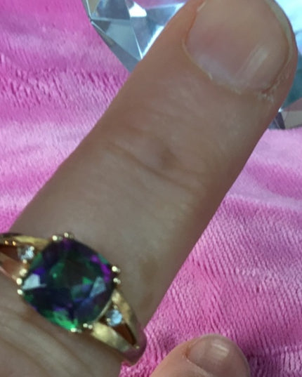 10k gold mystic Topaz & diamond ring