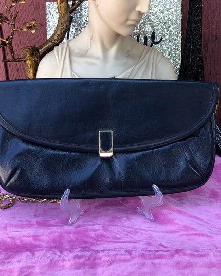 VinTage Jane Shilton Blue Leather clutch shoulder