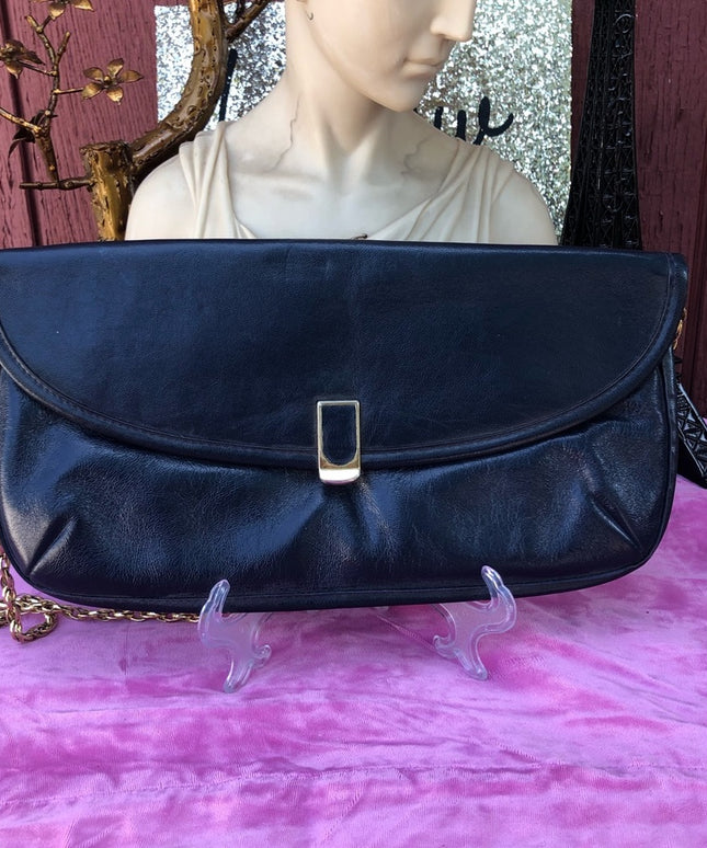 VinTage Jane Shilton Blue Leather clutch shoulder