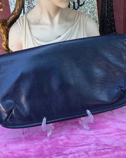 VinTage Jane Shilton Blue Leather clutch shoulder