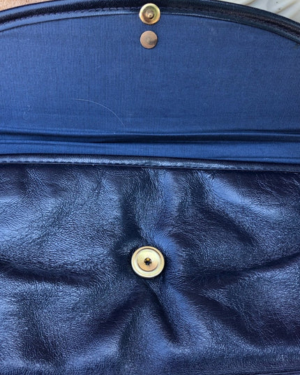 VinTage Jane Shilton Blue Leather clutch shoulder