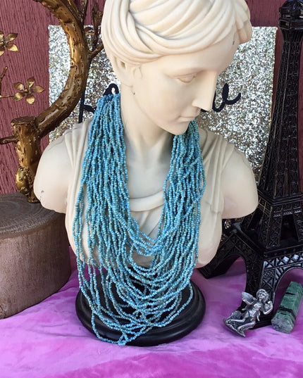Vintage micro bead multi strand southwestern style necklace blue