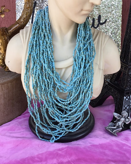 Vintage micro bead multi strand southwestern style necklace blue