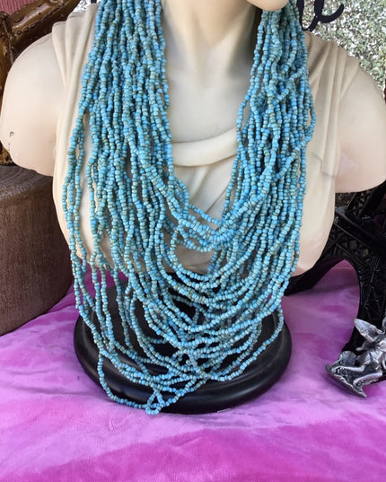 Vintage micro bead multi strand southwestern style necklace blue