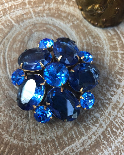 Vintage sapphire blue crystal Juliana style brooch 1950s stunning