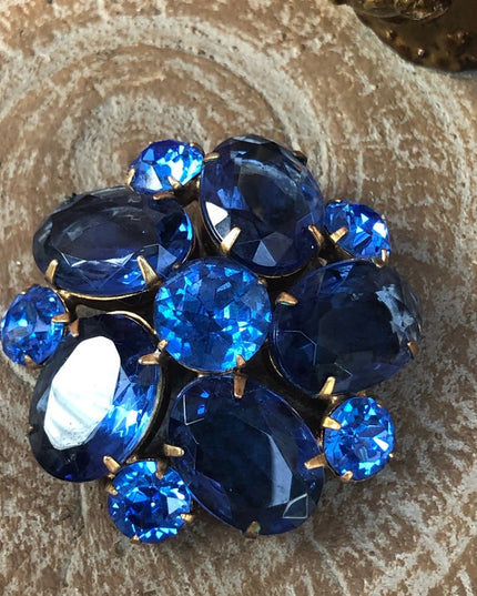 Vintage sapphire blue crystal Juliana style brooch 1950s stunning