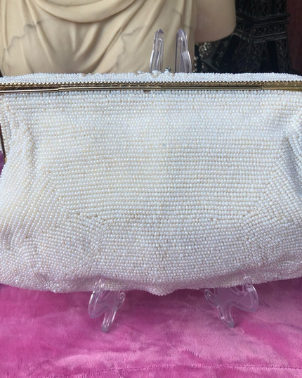 Vintage 1950s Micro bead wristlet white