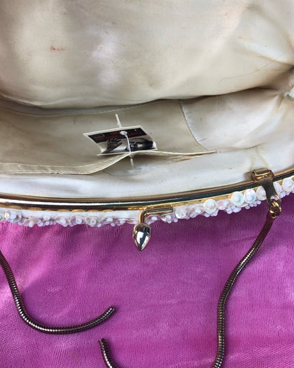 VinTage white sequin & micro bead purse