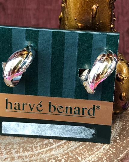 Harve Benard Vintage NEW clip on earrings gold & silver finish hoops