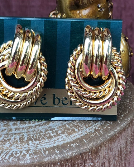 Vintage NEW Harve Benard Gold 1980s earrings