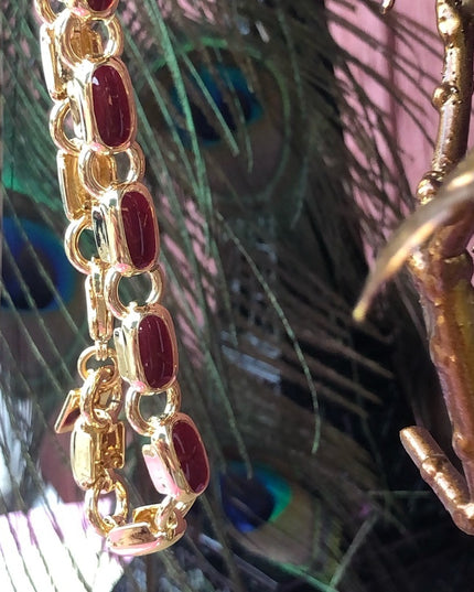 Vintage 1980s Nine West red & gold enamel bracelet