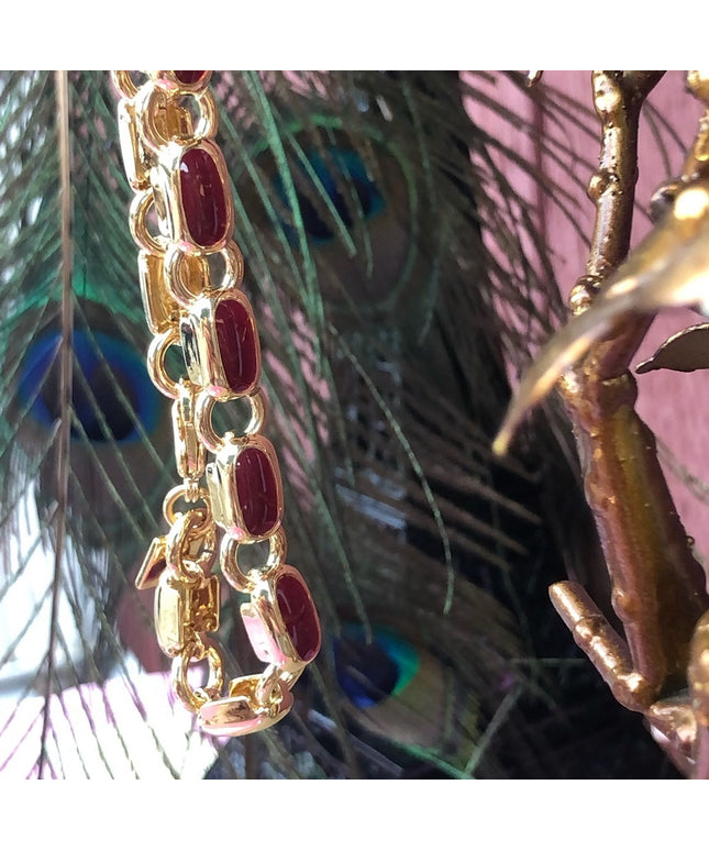 Vintage 1980s Nine West red & gold enamel bracelet