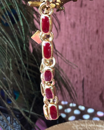 Vintage 1980s Nine West red & gold enamel bracelet