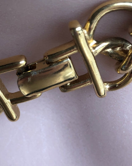 Vintage Heavy gold Monet Necklace 15” black enamel
