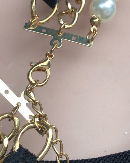 Vintage faux pearl gold multi strand statement necklace