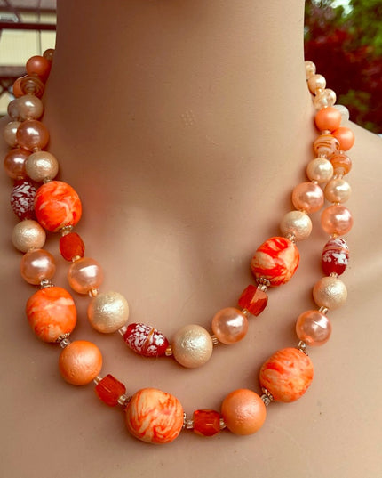 Vintage 1950s Plastic and glass necklace Orange