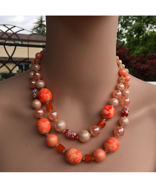 Vintage 1950s Plastic and glass necklace Orange
