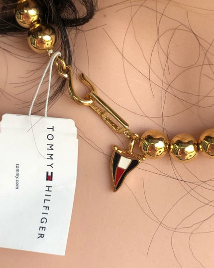 NWT Tommy Hilfiger 16” Gold bead necklace