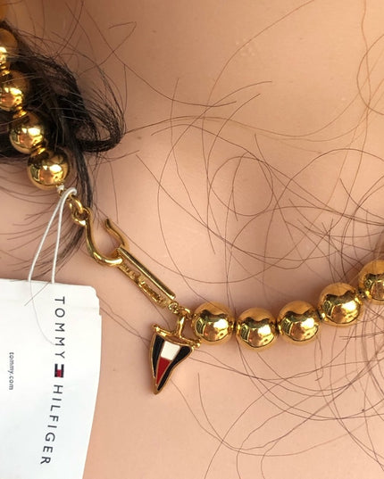 NWT Tommy Hilfiger 16” Gold bead necklace