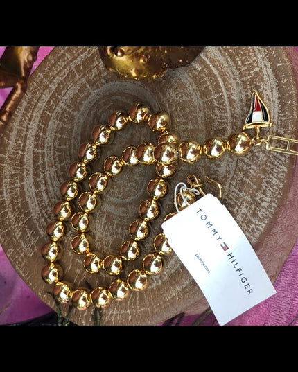 NWT Tommy Hilfiger 16” Gold bead necklace