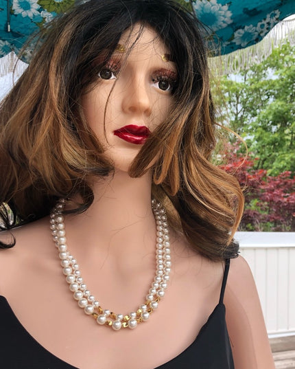 NWOT Faux pearl double strand necklace