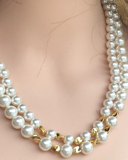 NWOT Faux pearl double strand necklace