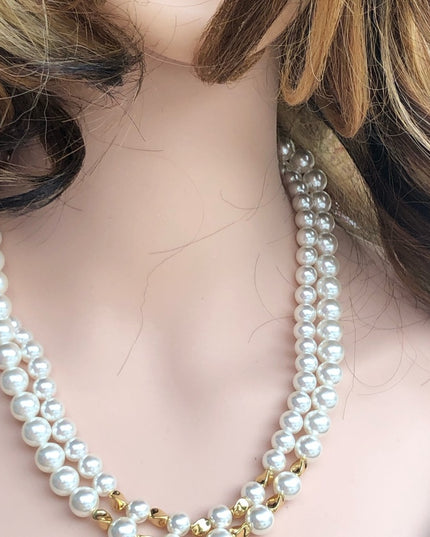 NWOT Faux pearl double strand necklace