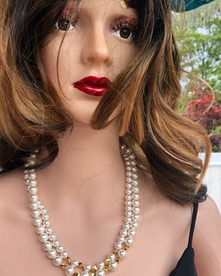 NWOT Faux pearl double strand necklace