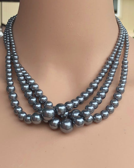 Vintage Silver faux pearl 16” choler necklace NWOT